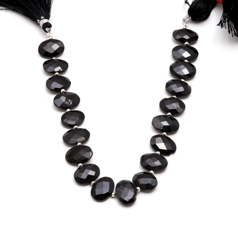 Black Onyx Oval Faceted Natural Beads 8 Inches Strands