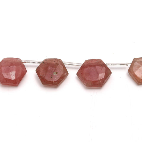 Sunstone Brown Hexagon Faceted Natural Beads 8 Inches Strands