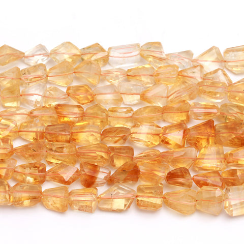 Citrine Yellow Nuggets Faceted Natural Beads 8 inches strands