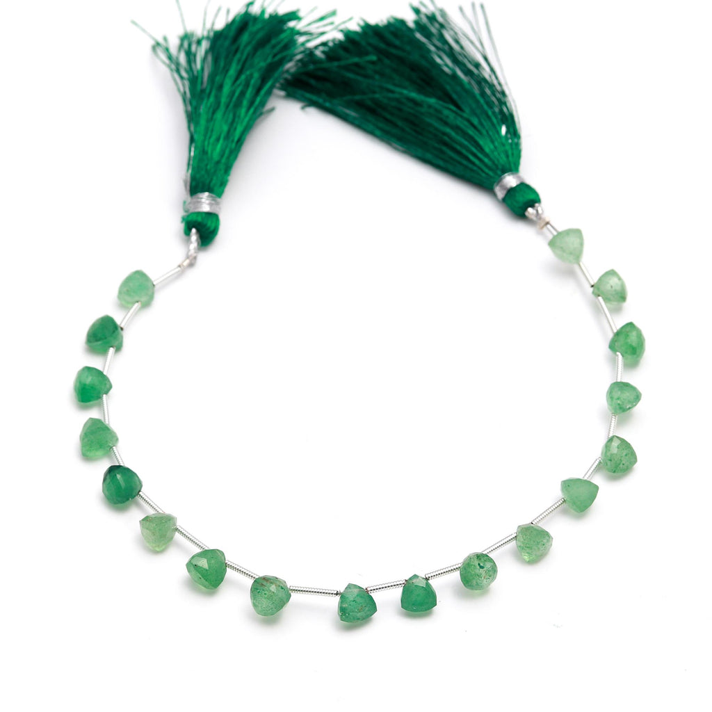 Green Strawberry Quartz Green Trillion Faceted Natural Beads 8 inches strands