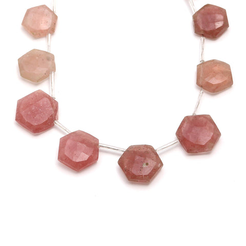 Sunstone Brown Hexagon Faceted Natural Beads 8 Inches Strands