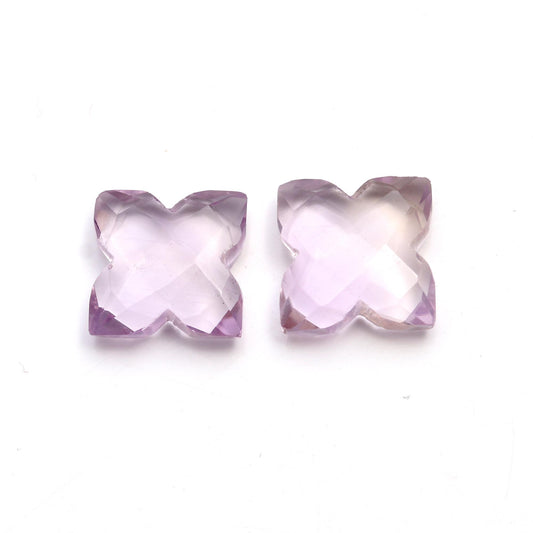 Amethyst Purple Clover Carving Natural Beads