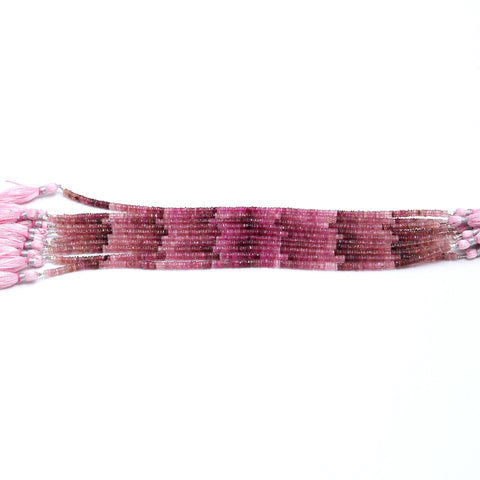 Pink Tourmaline Shaded Pink Tire Faceted Natural Beads 10 inches strands