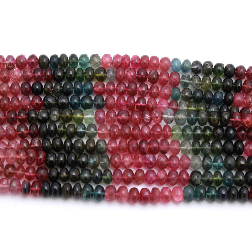 Watermelon Tourmaline Pink Rondelle Smooth Natural Beads 13.5 Inches Strands