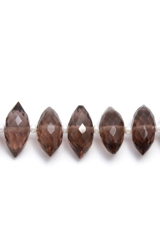 Smoky Quartz Brown Dew Drop Faceted Natural Beads