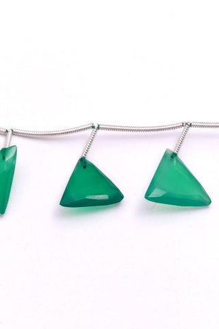 Green Onyx Triangle Faceted Natural Beads