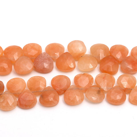 Sunstone Orange Heart Faceted Natural Beads 8 Inches Strands