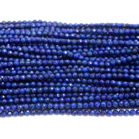 Lapis Lazuli Blue Round Faceted Natural Beads 12.5 Inches Strands