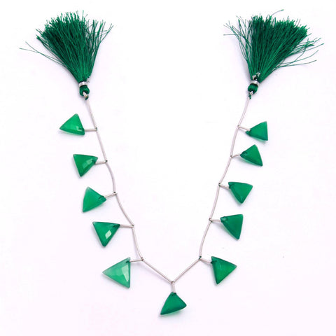 Green Onyx Triangle Faceted Natural Beads