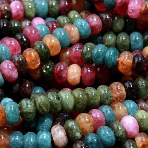 Watermelon Tourmaline Multi Color Rondell Smooth Natural Beads 16 Inches Strands