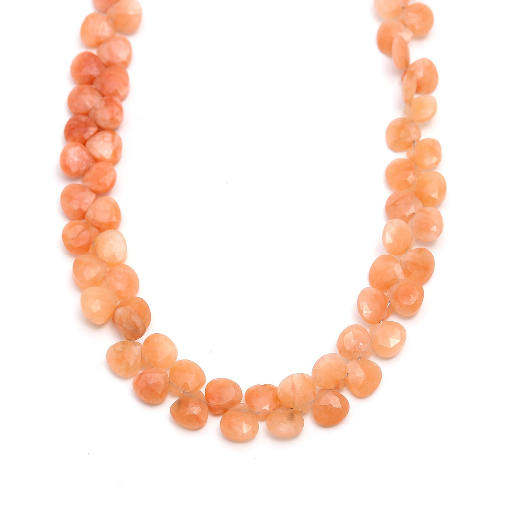 Sunstone Orange Heart Faceted Natural Beads 8 Inches Strands