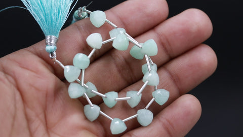 Aquamarine Light Blue Trillion Faceted Natural Beads 8 inches Strands