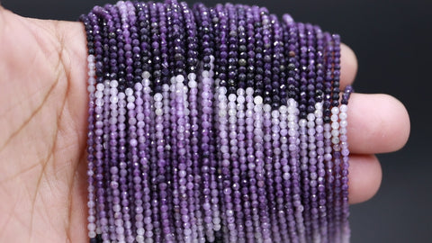 Sugilite Shaded Purple Round Faceted Natural Beads 12.5 inches strands