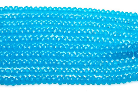 Chalcedony Sky Blue Rondelle Faceted Heat Treated Beads