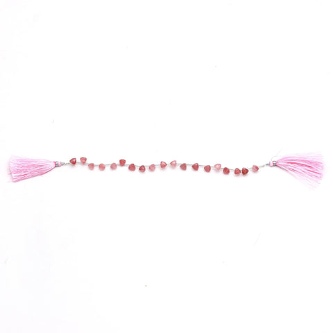 Pink Strawberry Quartz Trillion Faceted Natural Beads