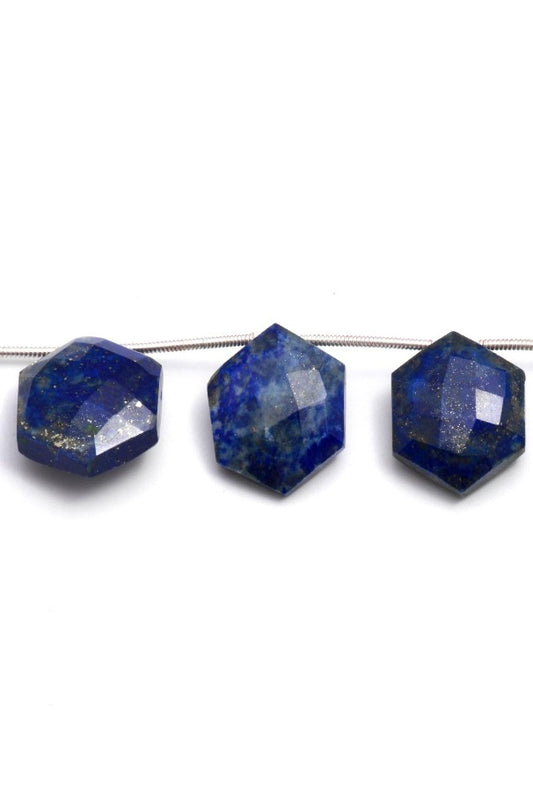 Lapis Lazuli Blue Hexagon Faceted Natural Beads