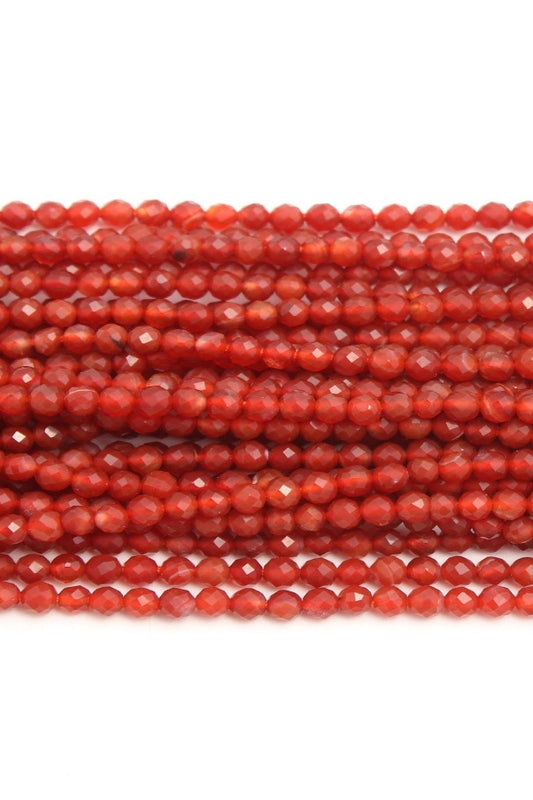 Carnelian Orange Round Faceted Natural Beads