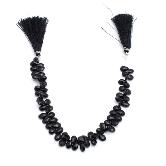 Onyx Black Pear Faceted Natural Beads 8 Inches Strands