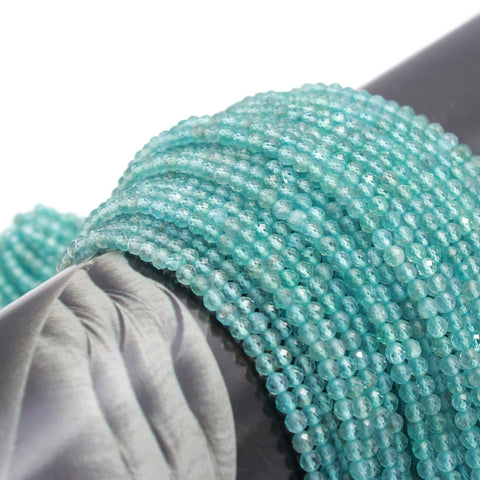 Apatite Blue Round Faceted Natural Beads