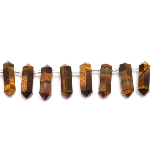 Tigers Eye Brown Double Pencil Faceted Natural Beads 8 Inches strands