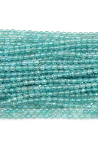 Apatite Blue Round Faceted Natural Beads