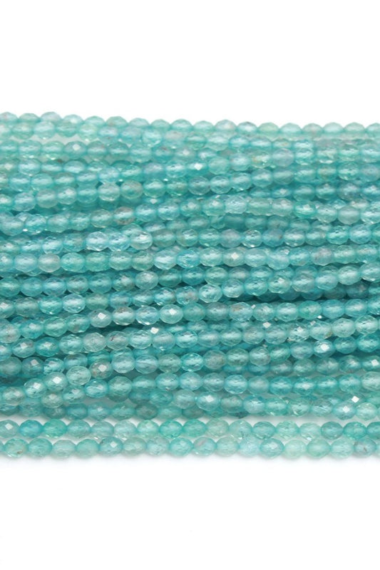 Apatite Blue Round Faceted Natural Beads