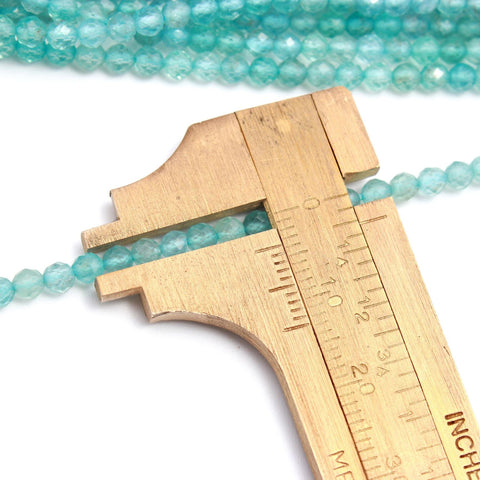 Apatite Blue Round Faceted Natural Beads