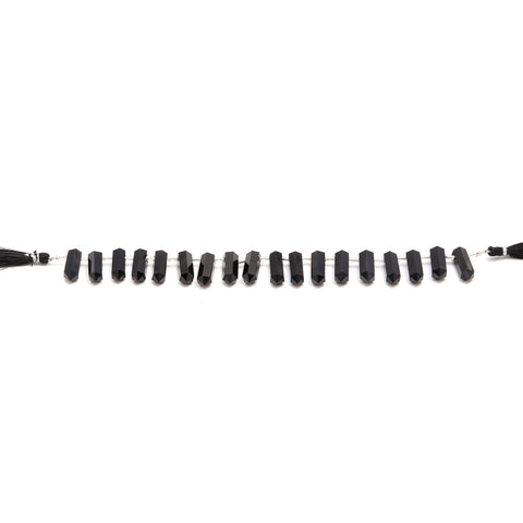 Onyx Black Double Pencil Faceted Natural Beads 8 Inches Strands