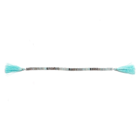 Moss Aquamarine Shaded Blue Tire Faceted Natural Beads 8 inches