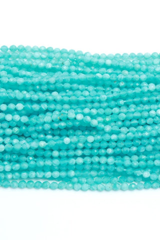 Amazonite Blue Round Faceted Natural Micro Beads