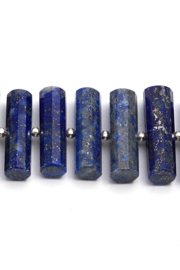 Lapis Lazuli Blue Tube Faceted Natural Beads