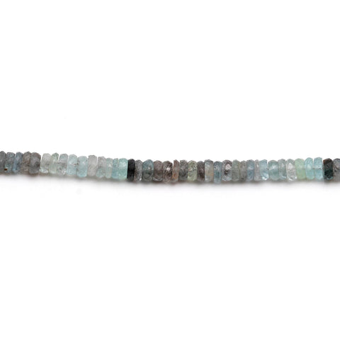 Moss Aquamarine Shaded Blue Tire Faceted Natural Beads 8 inches