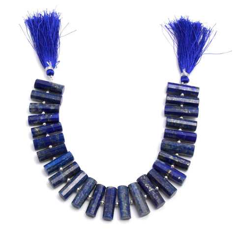 Lapis Lazuli Blue Tube Faceted Natural Beads