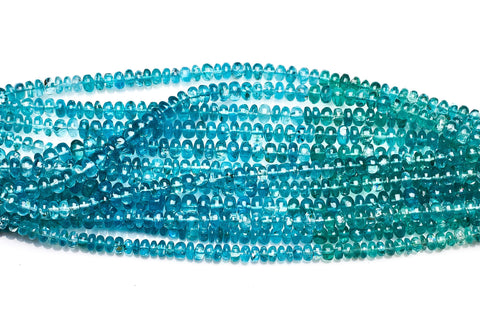 Apatite Blue Rondelle Smooth Natural Beads