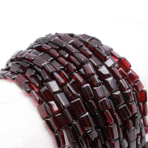 Garnet Red Rectangle Smooth Natural Beads 16 Inches Strands