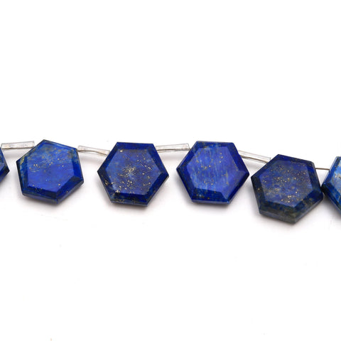 Lapis Lazuli Beads Hexagon Faceted Natural Beads 8  Inches Strands