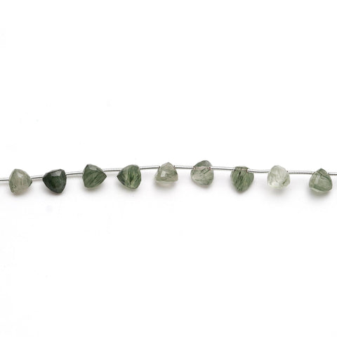 Green Rutilated Quartz Green Trillion Faceted Natural Beads  8 inches strands