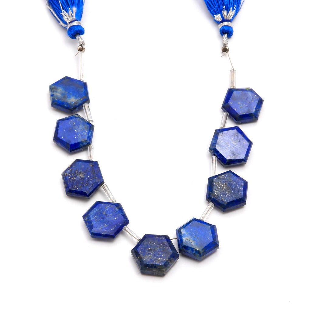 Lapis Lazuli Beads Hexagon Faceted Natural Beads 8  Inches Strands