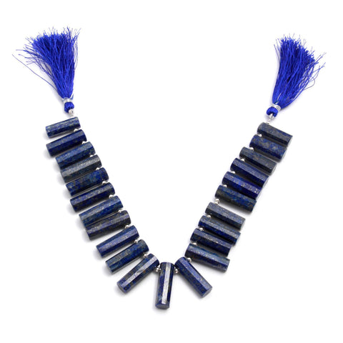 Lapis Lazuli Blue Tube Faceted Natural Beads