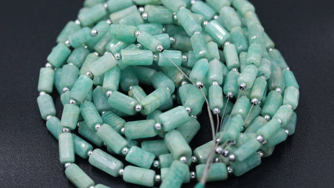 Amazonite Green Tube Faceted Natural Beads 16 inches Strands