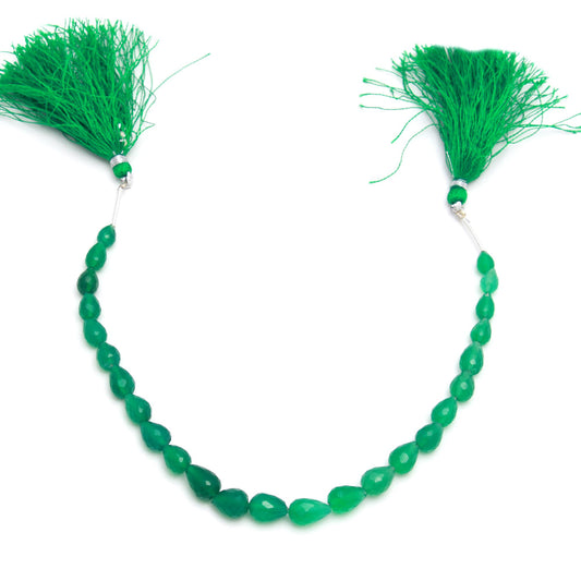 Onyx Green Drop Faceted Natural Beads 8 Inches Strands