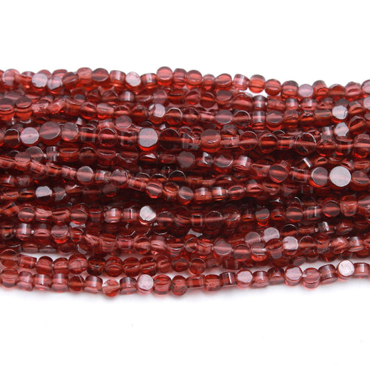 Garnet Red Coin Smooth Natural Beads 16 Inches Strands