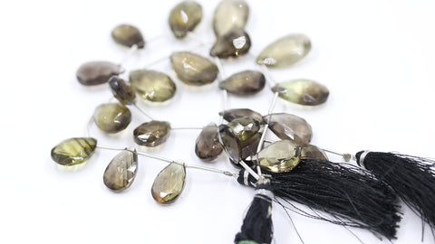 Smoky Quartz Brown Pear Faceted Natural Beads 8 inches Strands