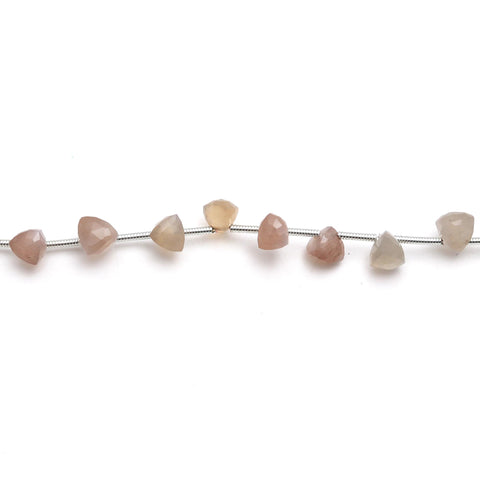 Peach Moonstone Trillion Faceted Natural Beads 8 inches strands