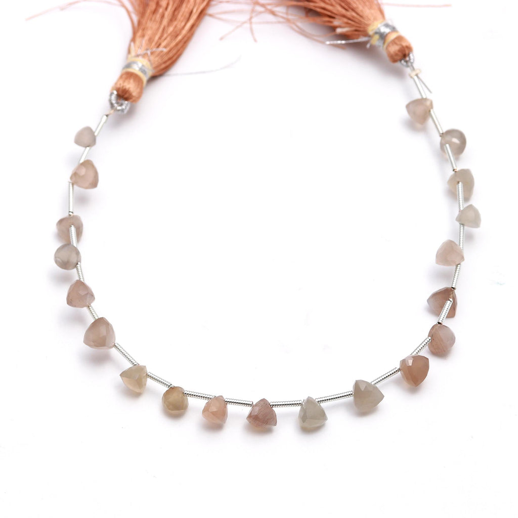 Peach Moonstone Trillion Faceted Natural Beads 8 inches strands