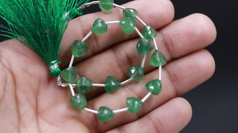 Green Strawberry Quartz Green Trillion Faceted Natural Beads 8 inches