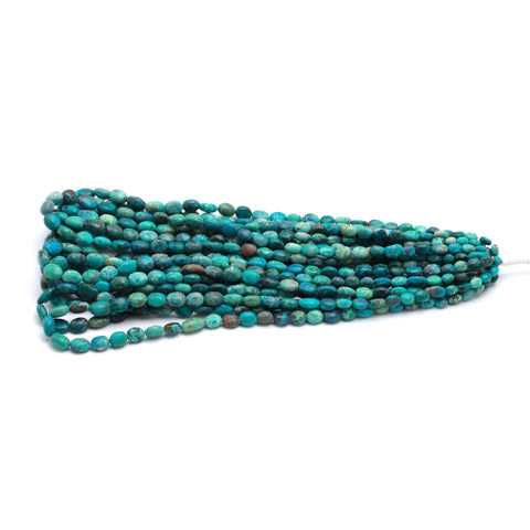 Chrysocolla Green Smooth Oval Natural Beads 16 Inches Strands