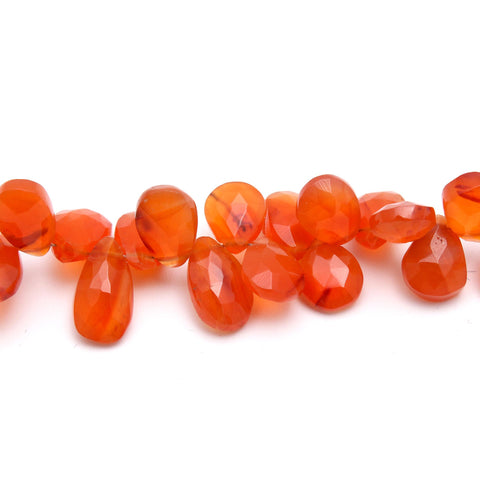 Carnelian Orange Pear Faceted Natural Beads 8 Inches Strands