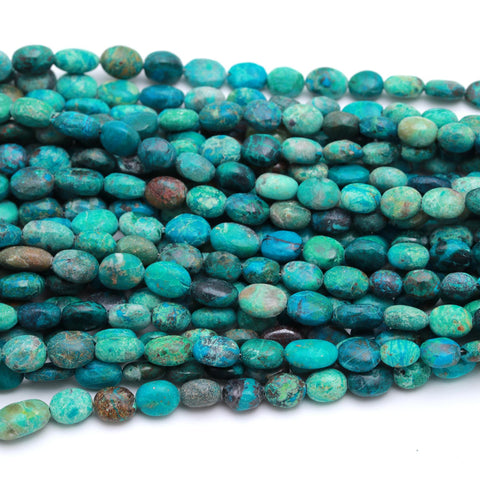 Chrysocolla Green Smooth Oval Natural Beads 16 Inches Strands