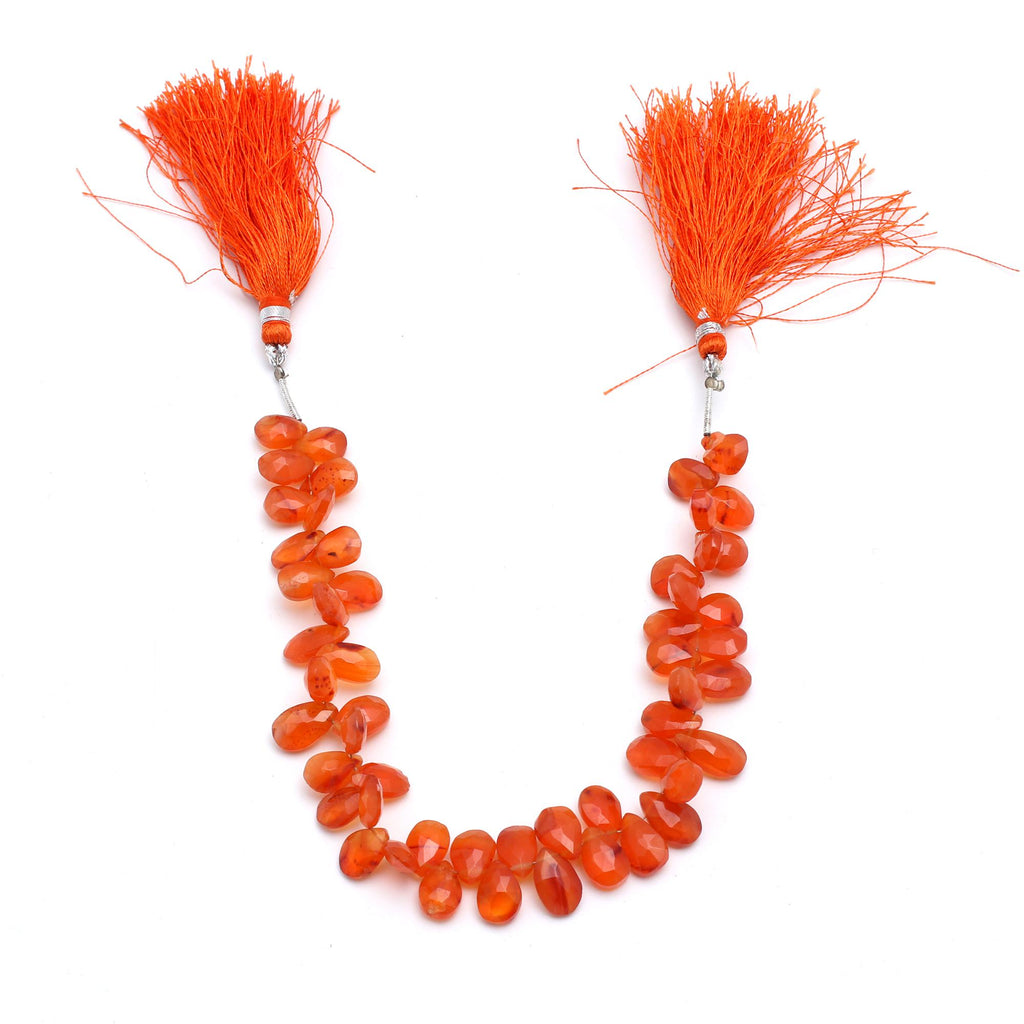 Carnelian Orange Pear Faceted Natural Beads 8 Inches Strands